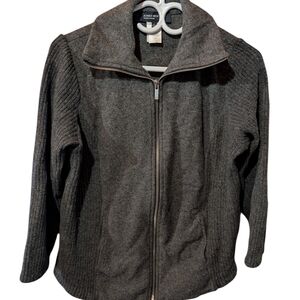 Jones New York Gray Zip-Up Sweater